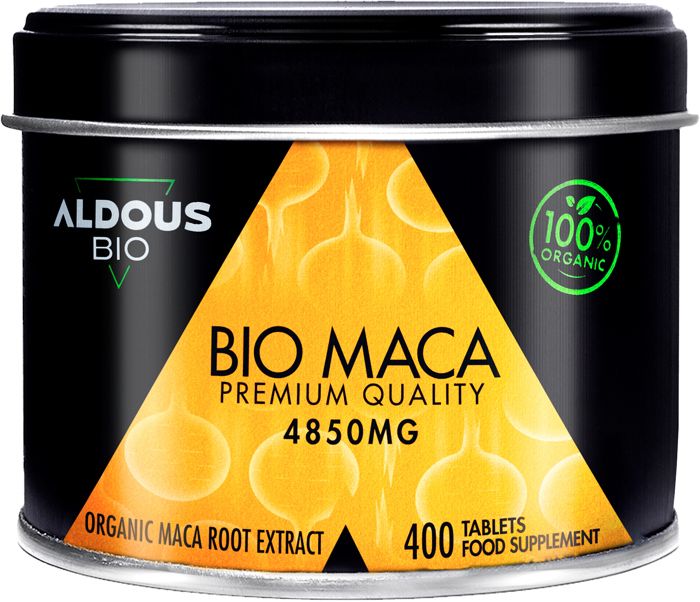Aldous Bio - Extrait pur de maca péruvienne BIO - Dose 4850mg - 400 comprimés - Augmente la vitalité énergétique