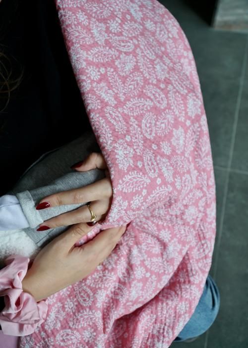 Maxi lange 100cm x 100cm Double Gaze de Coton Rose