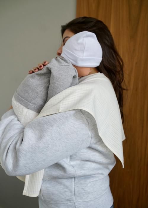 Lot 2 Bavoirs d'épaule Lange Carreaux Ivoire