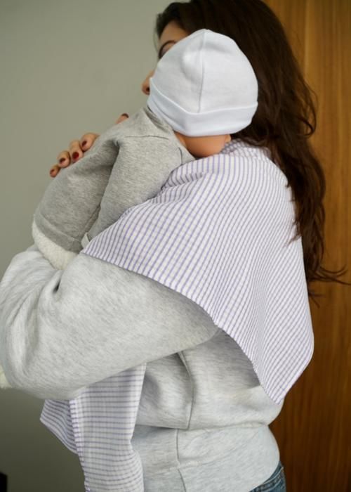 Lot 2 Bavoirs d'épaule Lange Carreaux Violet