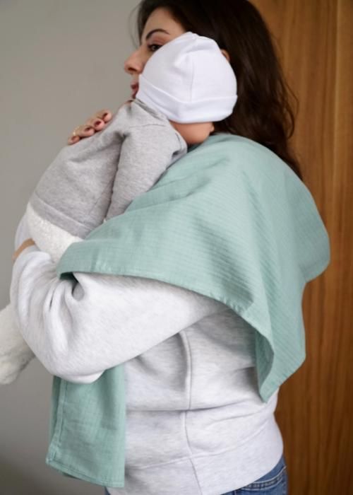 Lot 2 Bavoirs d'épaule Lange Gaze Vert Eau