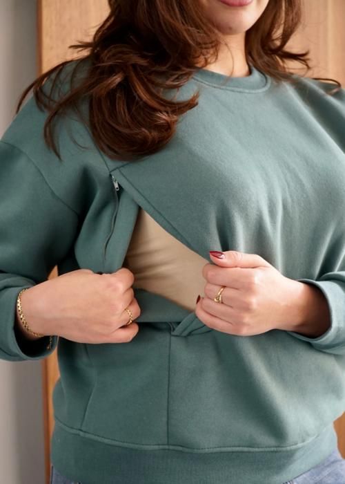 Sweat d'allaitement et grossesse Vert Sauge XL