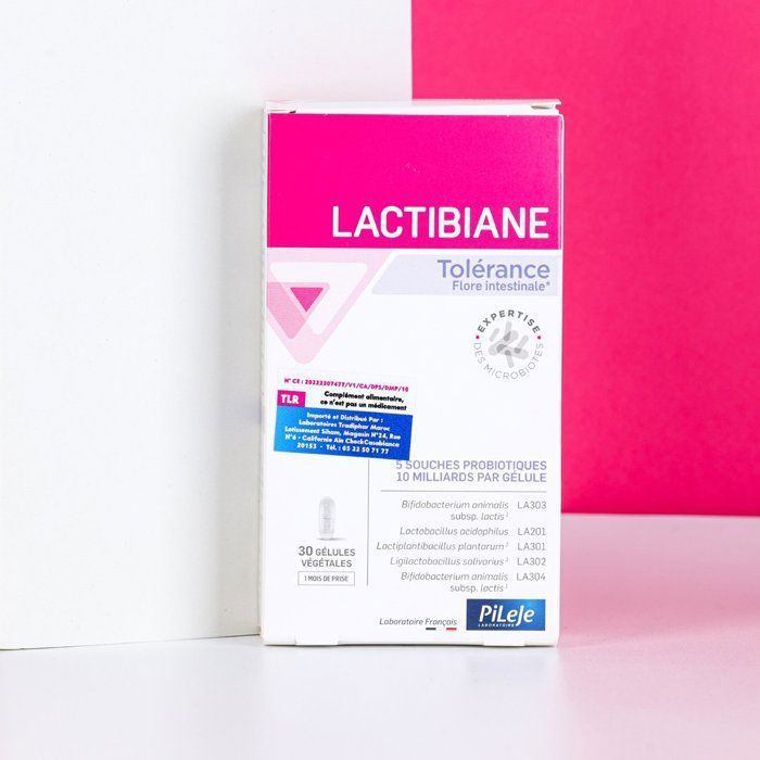 PiLeje Lactibiane Tolérance est un complément alimentaire à base de 5 souches probiotiques dosées à 10 milliards par gélule.