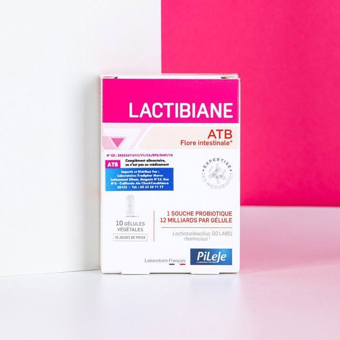 PiLeje Lactibiane ATB est un complément alimentaire à base d'une souche probiotique dosée à 12 milliards par gélule.
