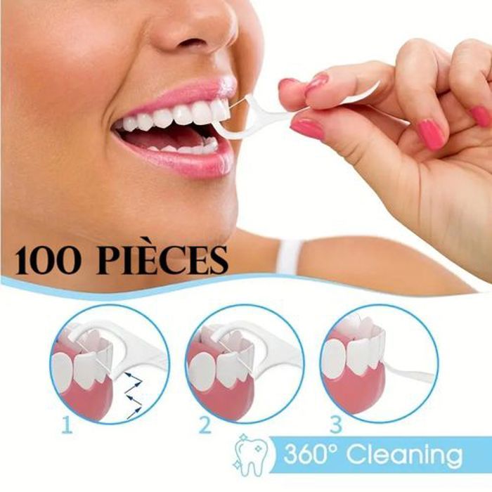 Lot de 100 Fil Dentaire Jetables Pratique et Hygiénique