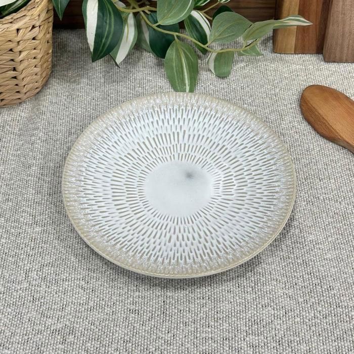 Assiette - Non spécifié - 22 cm - Porcelaine - Beige - Design moderne vintage