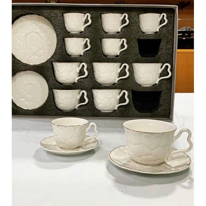 Set de café - Non spécifié - 24 pièces - 6 petites tasses - 6 grandes tasses - Design chic