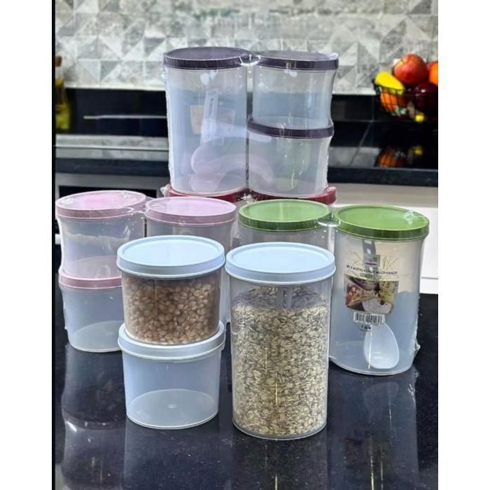 Boîtes de stockage - Non spécifié - 3 pièces - Avec cuillère en plastique - Couleurs aléatoires