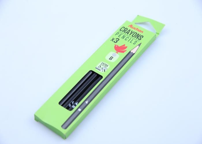 Crayons - Auchan - Graphite B - 3 pièces - Mine douce - Noir