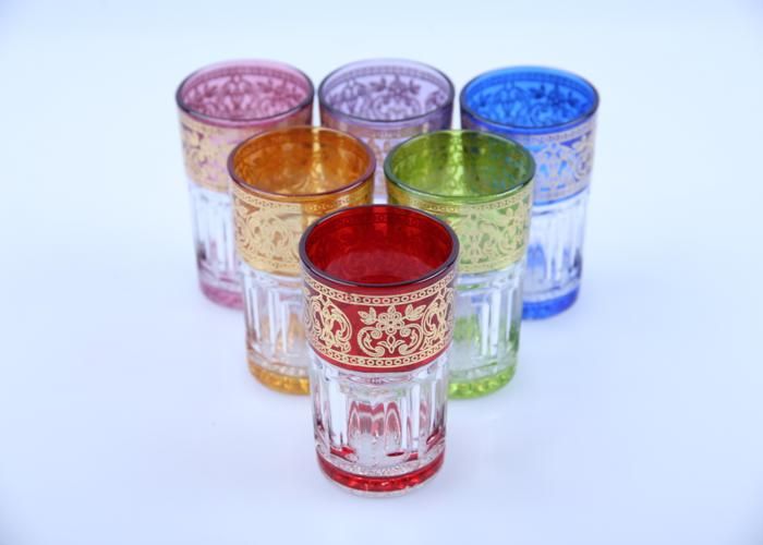 Verres à Thé - GENERIC - Prestige Oriental - Doré - Coloré - Lot de 6 pièces