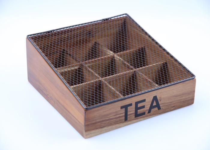 Boîte à Thé - GENERIC - 9 Divisions - Bois - Marron - Avec Impression