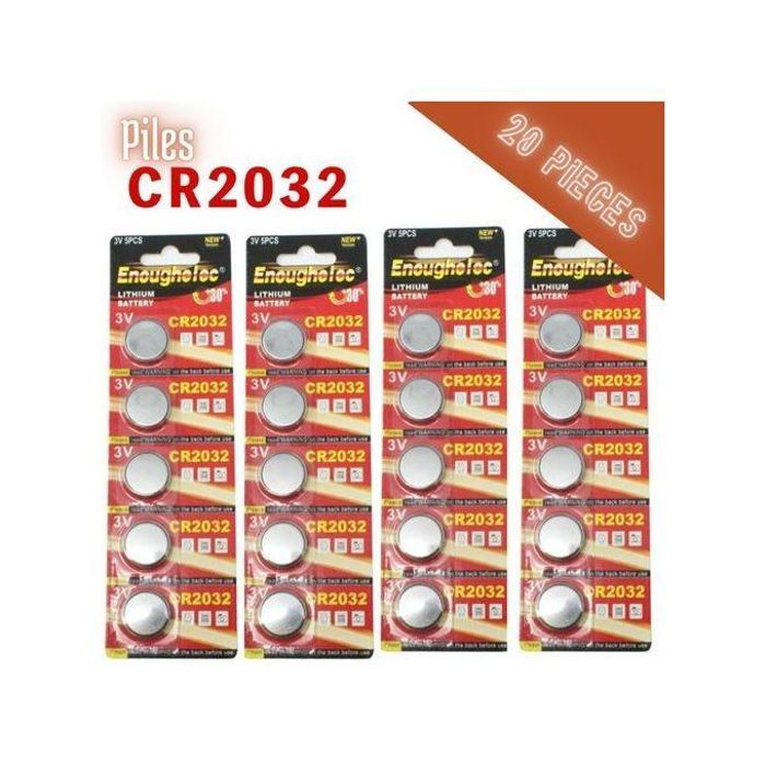 EnoughElec 20 x Piles CR2032 3V Batterie, Pile Bouton au Lithium 3 volts