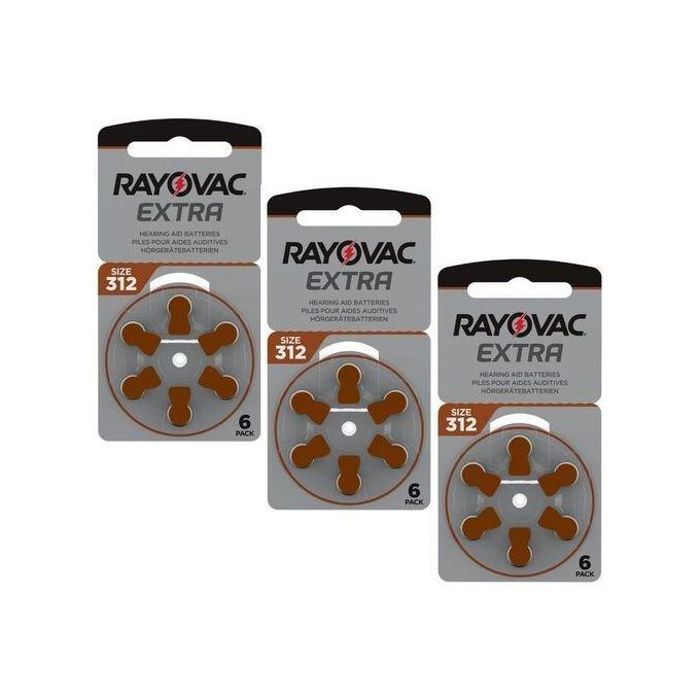 Rayovac 18 Batteries Extra Hearing Aid pour Aide Auditive 1.45v Size 312 PR41 //18 Piles.