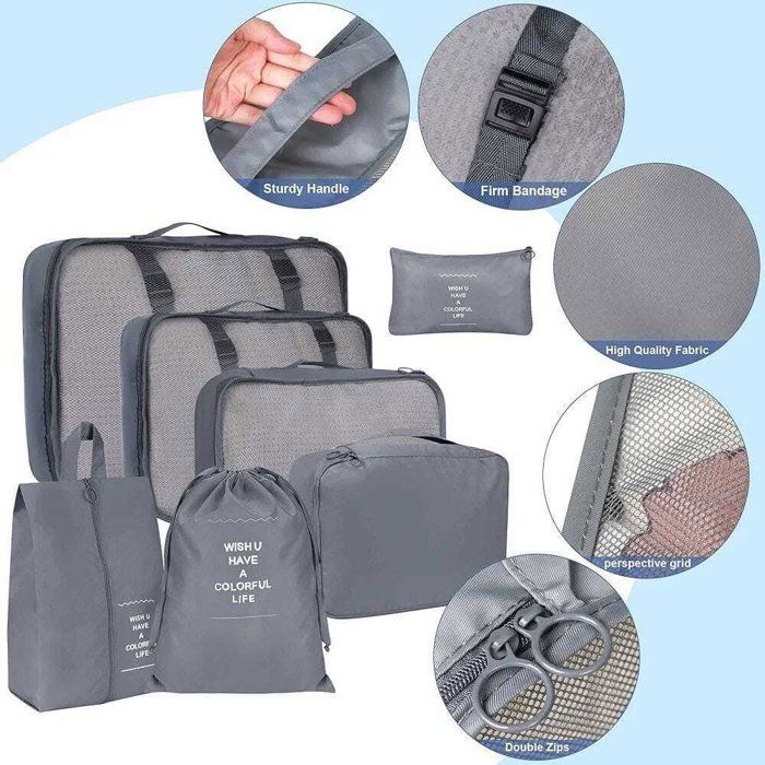 Organisateur de voyage - Non spécifié - 7 pièces - Durable - Facile à nettoyer - Mixte