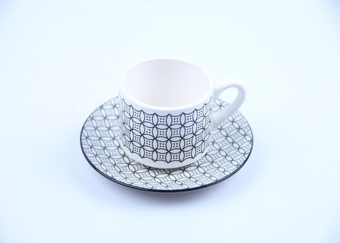 12 pièces tasse 220 ml + sous-tasse en porcelaine CCS-12-F