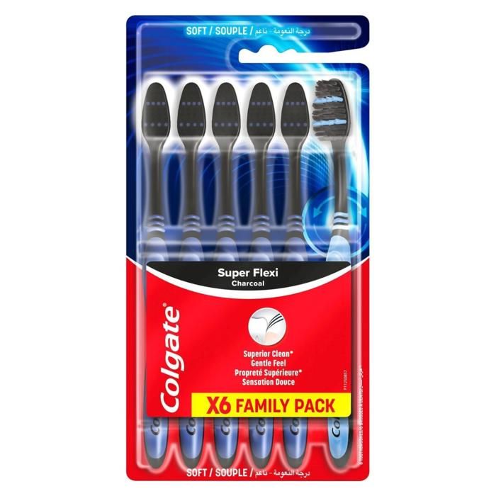 Brosses à dents - COLGATE - Lot de 6 - Design ergonomique - Nettoyage efficace - Pour toute la famille