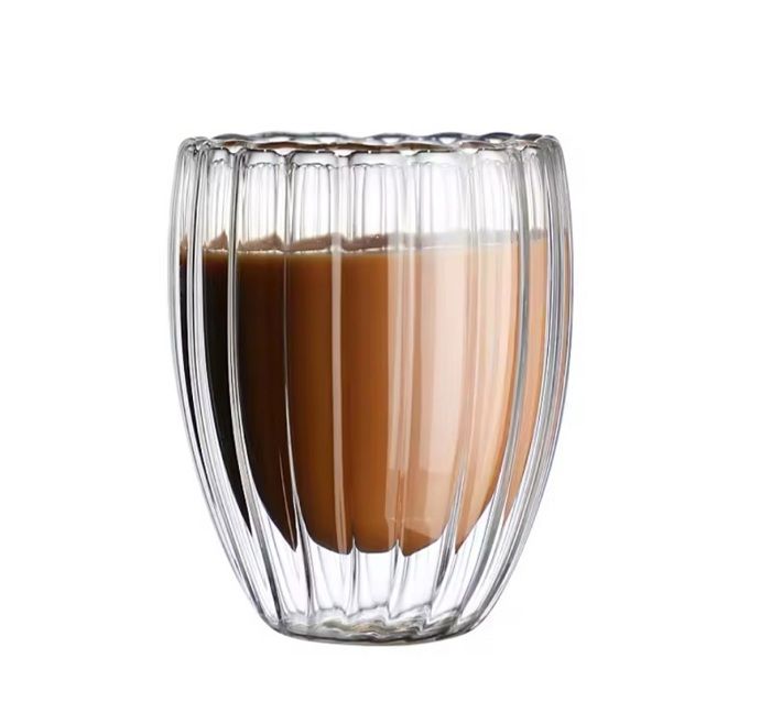 Verre double paroi - Bandes - 350 ml - Verre borosilicate - Compatible lave-vaisselle - Design contemporain