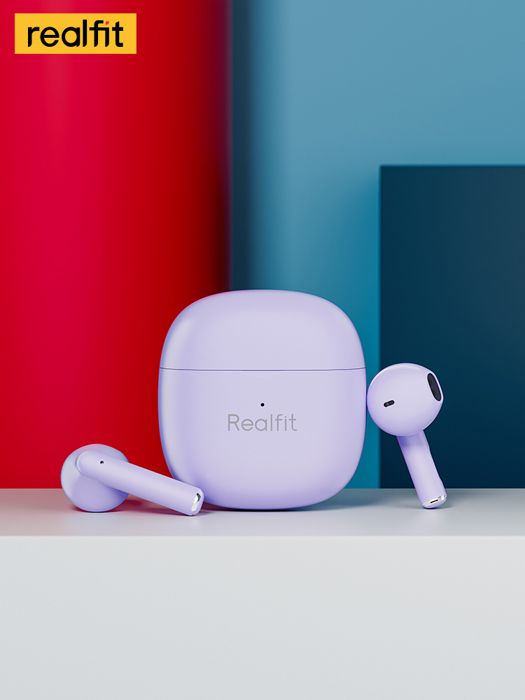 Écouteurs Bluetooth - Realfit - F1 - Intra-auriculaires - Violet - Autonomie 15h avec boîtier