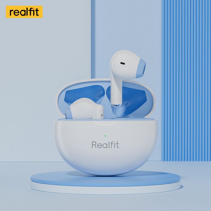 Écouteurs Bluetooth - REALFIT - F2 - HIFI - 25 heures d'autonomie - Intra-auriculaire - Blanc