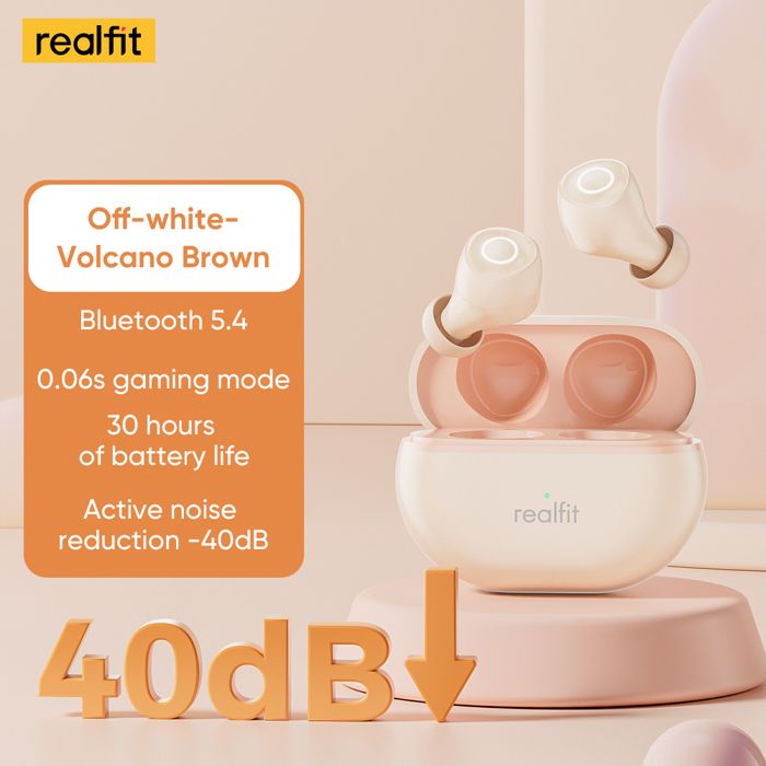Écouteurs sans fil - REALFIT - F4 Mini ANC - 40dB - HIFI - Beige