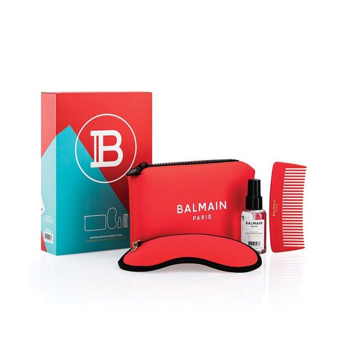 BALMAIN TROUSSE DE TOILETTE ROUGE SOIN HYDRATANT PEINGE MASQUE POUR LES YEUX