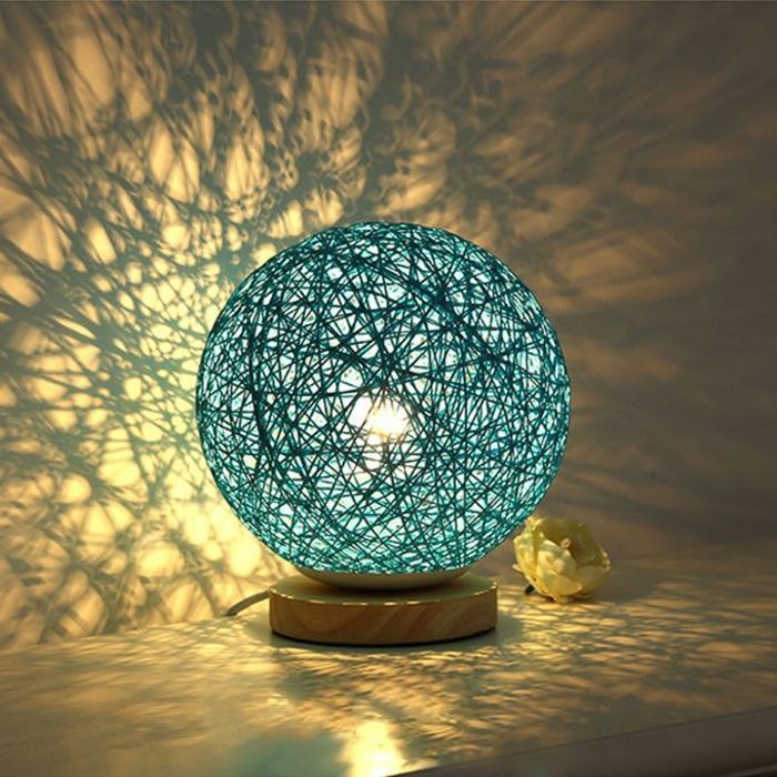 Lampe de chevet - Créative - Rotin naturel - Design moderne - Économie d'énergie - LED blanc chaud