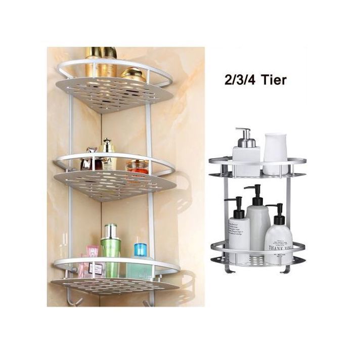 Étagère à cosmétiques - conflicCorner - 2x - Aluminium - 3 couches - Panier triangulaire