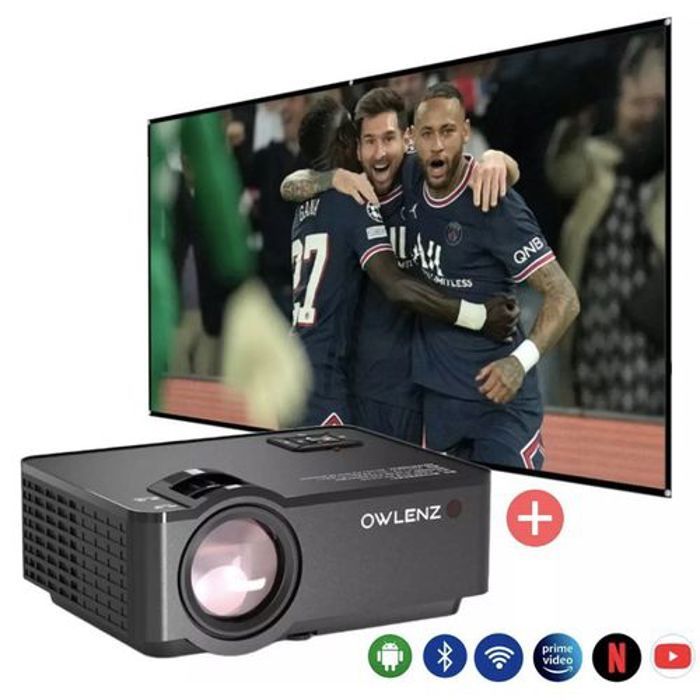 Owlenz Projecteur intelligent SD150 2400 Lumens avec système Android 9.0 et support gratuit.