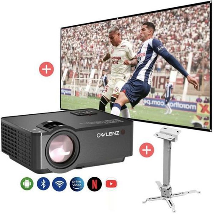Owlenz Projecteur intelligent SD150 2400 Lumens avec système Android 9.0 et support gratuit.