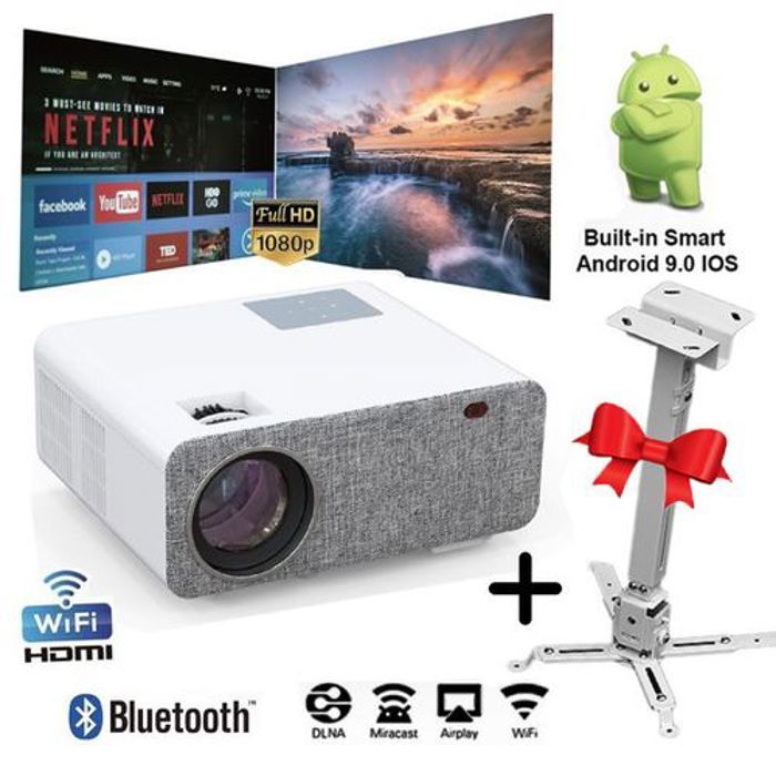 Owlenz SD500 WIFI Android 9.0 Projecteur Avec Support Plafonnier Free;