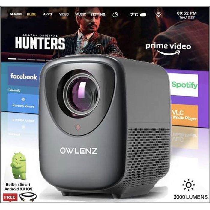 Owlenz SD350 WIFI Android 9.0 Projecteur HD 3000 Lumens MINI