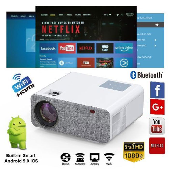 Owlenz SD500 WIFI Android 9.0 Projecteur HD 3000 Lumens 2022.