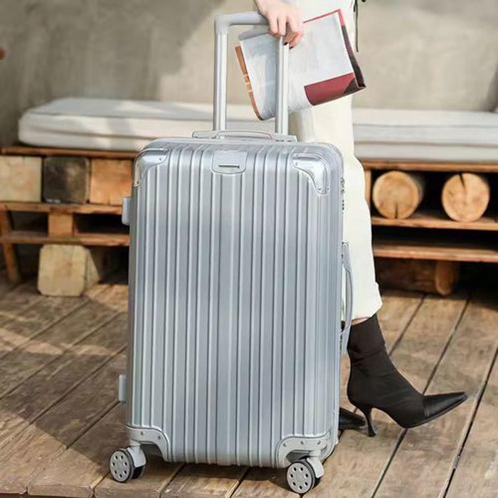 Valise de Voyage - Aluminium - Cabine - 4 Roulettes - Imperméable - Gris