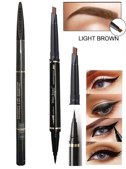 Crayon sourcils - Stylo Eyeliner feutre - Noir - Marron clair - Waterproof