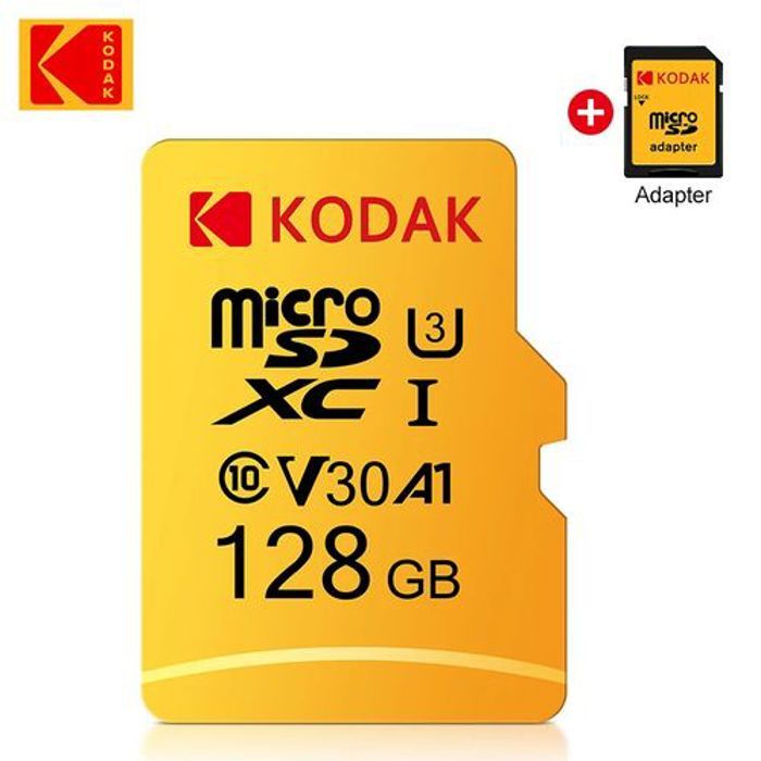 Carte mémoire Micro SD - Kodak - 128 Go - Classe 10 - Vitesse de lecture U3 - Étanche