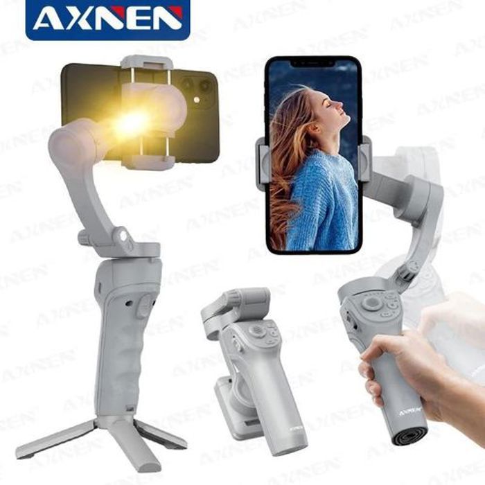 Stabilisateur de cardan - TOKQI - AXNEN HQ6 - 3 axes - Rechargeable USB - Lumière réglable