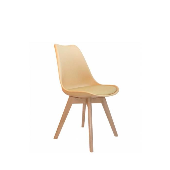 Chaise Scandinave - Extra Quality - Beige - Siège Ergonomique - Bois Massif - 66x58x46CM