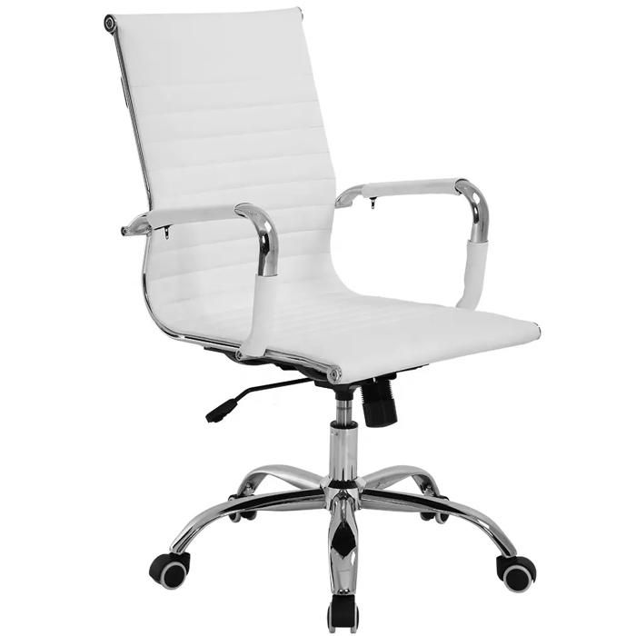 Fauteuil de bureau - ROCHA - Blanc - Hauteur réglable 107-117 cm - Design contemporain - 1 place