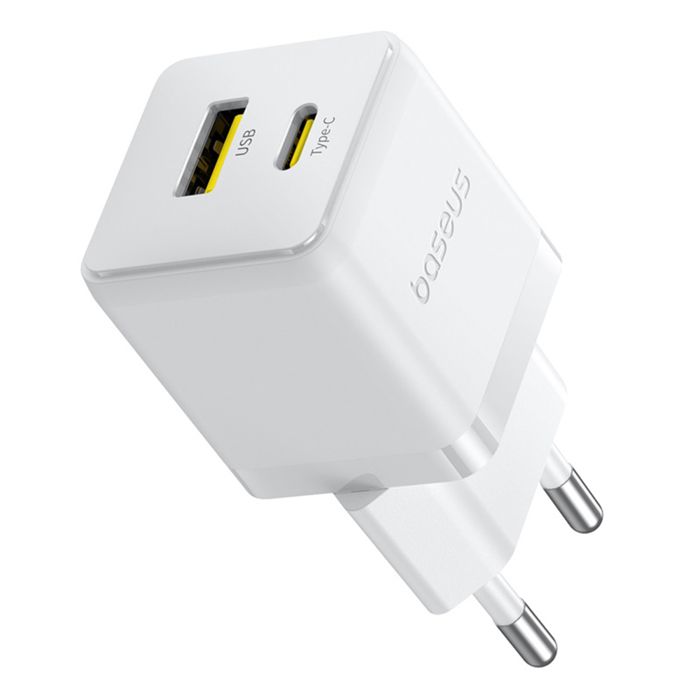 Chargeur EU 20W, USB, Type-C - Baseus Palm (CCZC20UE) - Blanc Lune