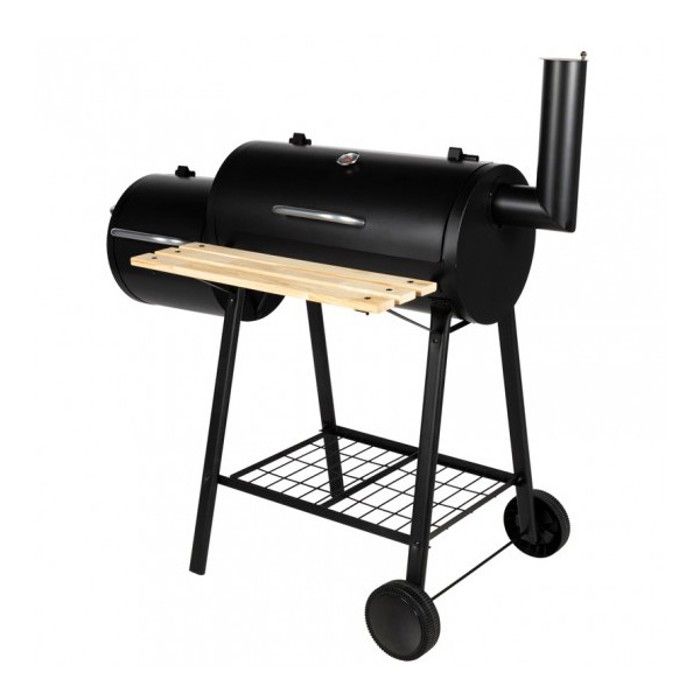 Barbecue Fumoir - SOMAGIC - 60x30 cm - 2 grilles ajustables - Chariot robuste - Fumage possible