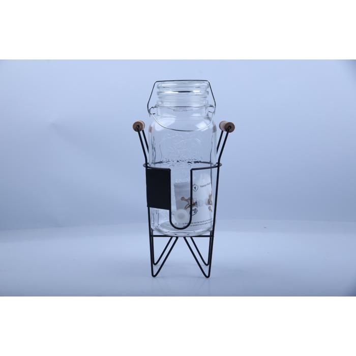 Distributeur de Jus - Verre - 3,5L - Support Inclus - Robinet Pratique - Transparent