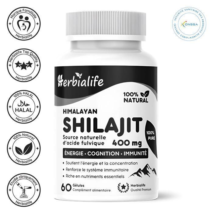 Shilajit Himalaya Pure 400 mg – Énergie, Vitalité, Mémoire – 60 Gélules | Herbialife
