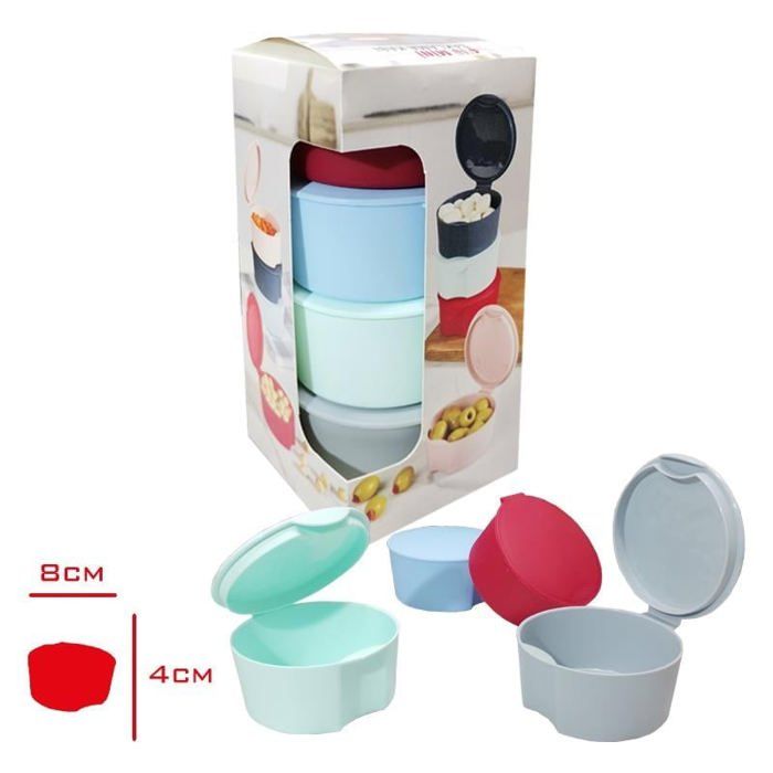 Lot de 4 boîtes de conservation alimentaire avec couvercle, Récipient de rangement pour nourriture sans BPA - Multicouleur