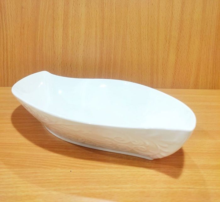 Saladier creux - MARQUE - PM 0137 - Porcelaine blanche - Ovale - 30 cm x 16 cm