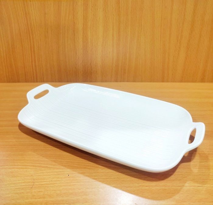 Plat à servir - MARQUE - PM 4040 - Porcelaine blanche - 30 cm x 17 cm - Compatible lave-vaisselle