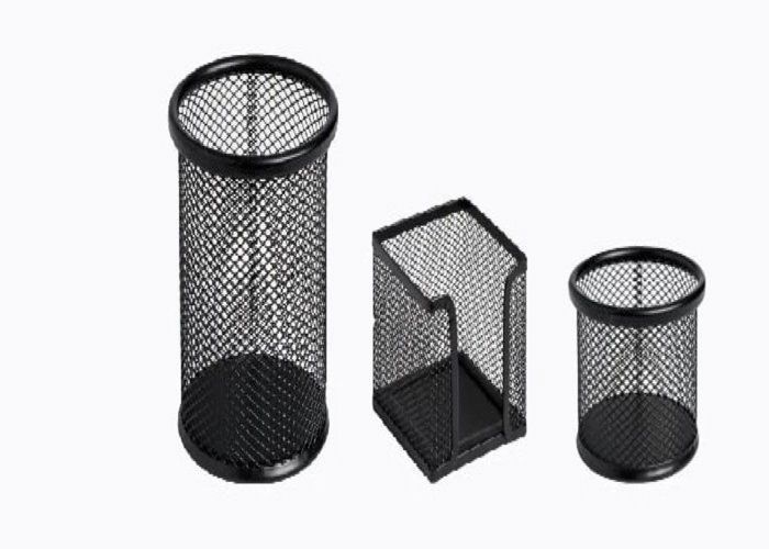 Organiseur de bureau 3 pièces - Plateau à stylos - Boîte à mémos - Porte-trombones - Pot à stylos de bureau -NOIR