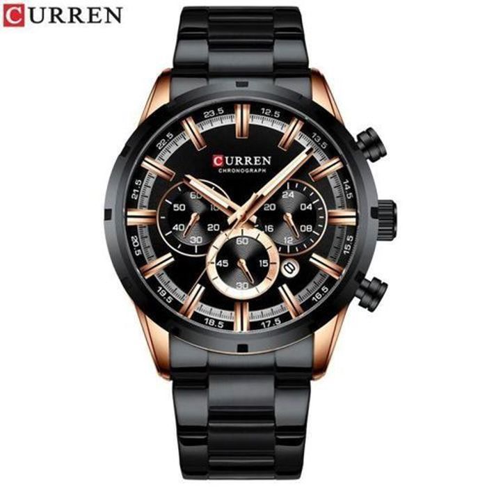 Montre - CURREN - Quartz Sport - Acier Inoxydable - Cuir - Marron/Noir