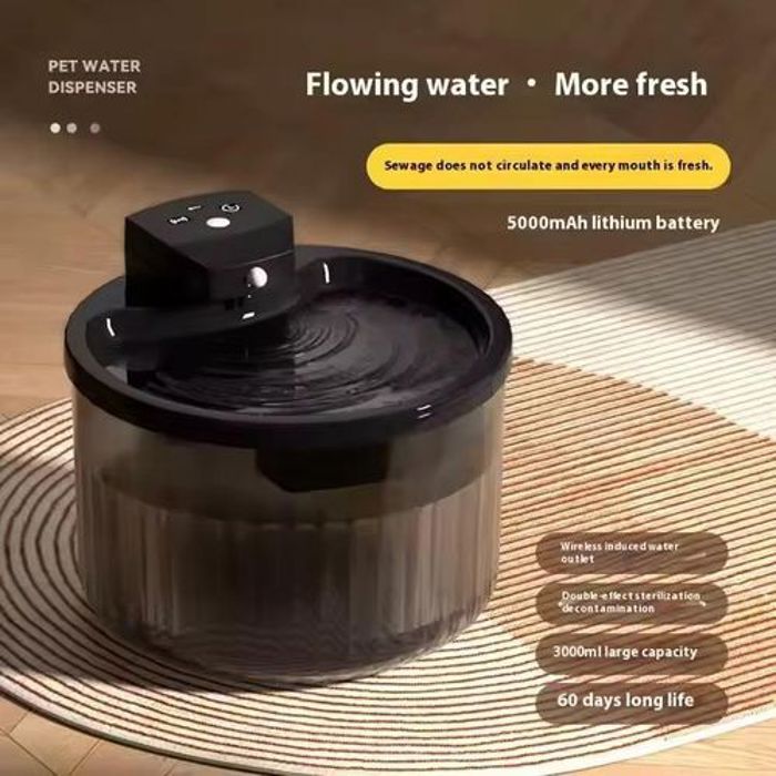 Pet Fontaine à eau automatique sans fil pour chat et chien, à piles, à détection intelligente