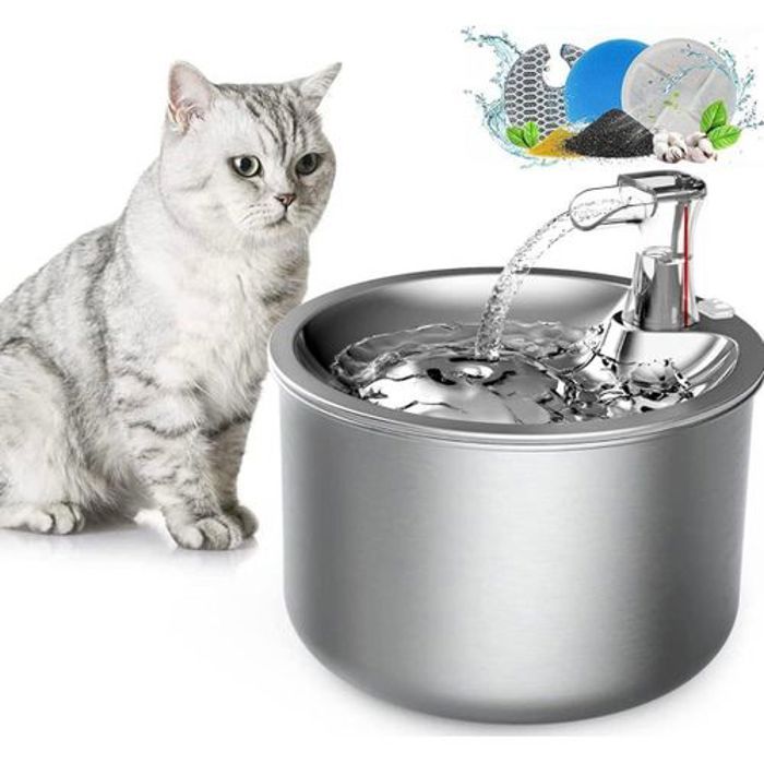 Pet Fontaine à eau intelligente en acier inoxydable abreuvoir pour chiens, mangeoire pour animaux de compagnie