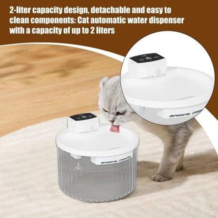 Pet Ehomfory Fontaine a Eau Chat sans Fil, 2.2L Fontaine pour Chat avec Détecteur de Mouvement